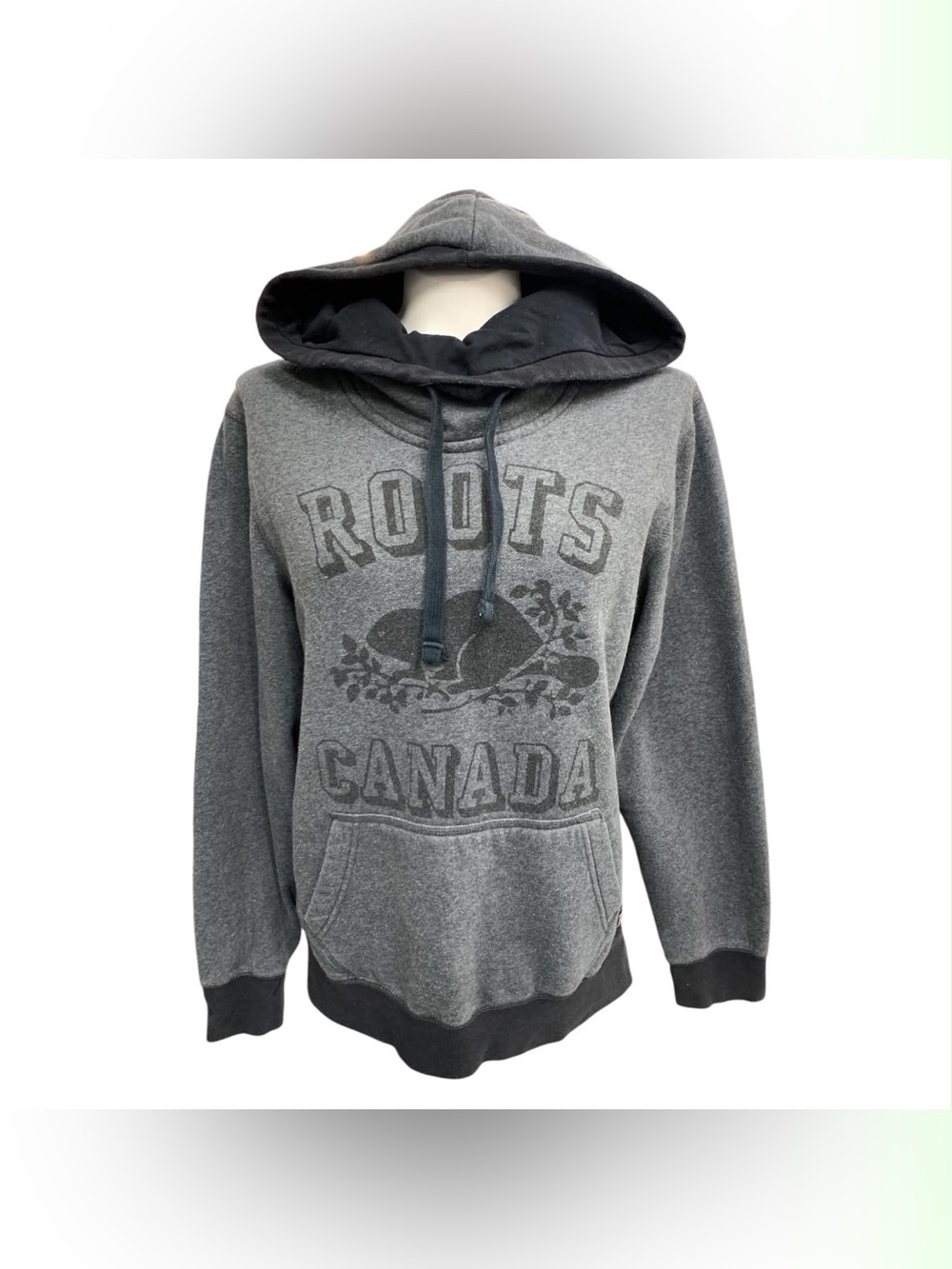 Roots Charcoal Gray Hooded Pullover with Canada Logo Size XS